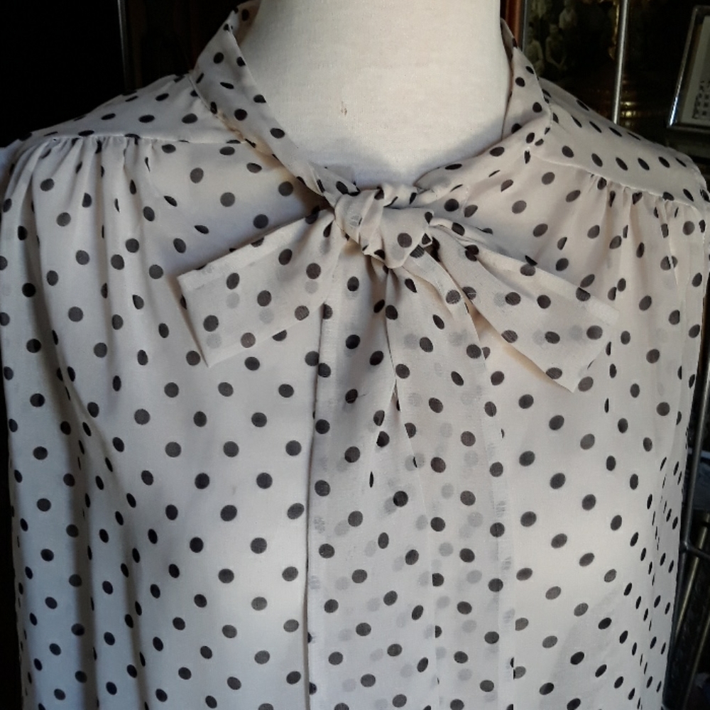 New York & Company Black Polka Dot Tank Top